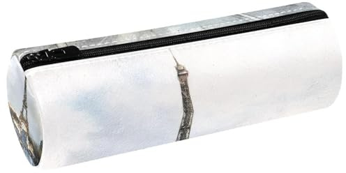 VAPOKF Trousse à crayons en cuir avec vue sur la tour Eiffel Paris Eiffer - Pour ranger des stylos, des pièces de monnaie, des cosmétiques, des cosmétiques, des articles de papeterie, l'école, le