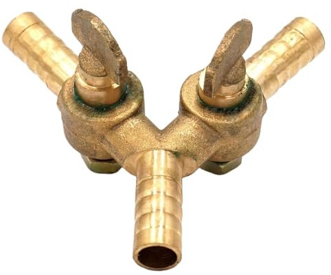 Fit for Hose I/D 8mm 10mm Barb Y 3 Way Brass Shut Off Ball Valve for Fuel Air Gas(10mm)