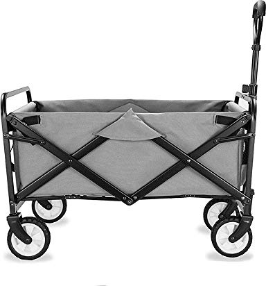 Chariot de plage pliable robuste - Capacité de 60 kg - Remorque de jardin - Chariot de transport tout-terrain pour le camping, les courses et les activités de plein air