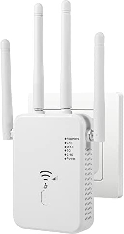 WLAN Verstärker, 1200Mbit/s WLAN Repeater, 5G & 2.4G Dualband Ultraxtender WiFi Verstärker mit LAN anschluss, WPS, Kompatibel mit 99% Standard-WiFi Routern, Deckt bis zu 9200Sq.ft und 35 Geräte