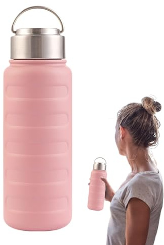 Gourde Isotherme En Acier - Hydratation En Acier Inoxydable - Étanche Portable 1 L Bouteille d'Eau pour Sport, École, Maison, Cuisine, Voyage, Camping, Cyclisme, Activités en Plein Air