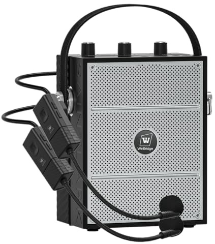 SANMIC 50 W Sprachverstärker mit 2 Headset-Mikrofonen, Mikrofon mit Lautsprecher, tragbares Soundsystem mit Mikrofon, Bluetooth-Lautsprecher, Megafon für Lehrer, Klassenzimmer, Outdoor