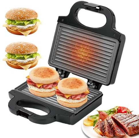 Macchina per sandwich al formaggio alla griglia,Pressa sandwich con spia di indicazione | Piastre antiaderenti,Per waffle al formaggio Hamburger Pranzo Cucina Appartamento Studente Ristorante