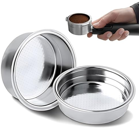 UIEXAY 2 Piezas 51Mm Filtro Cafe, Filtro Cafetera De Acero Inoxidable 1 Y 2 Tazas, Filtro Cafetera Presurizado De Doble Capa, Compatible Con Cafeteras Cecotec Ufesa Breville