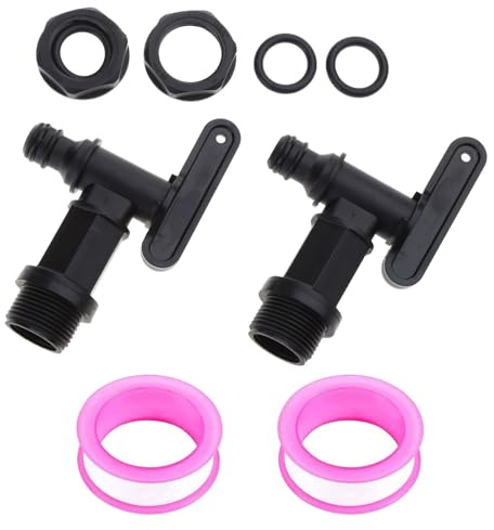 Dcfbkl 2 pezzi rubinetto di scarico per pioggia da 3/4 pollici con dado di tenuta nastro di tenuta per barili di acqua piovana rubinetto di uscita del serbatoio dell'acqua per accessori