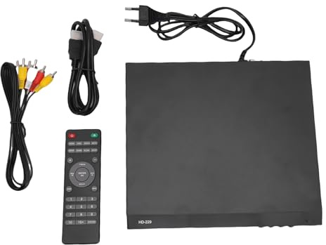 Luocute Lecteur DVD, Lecteur CD DVD 1080P HD Toutes Régions pour TV Home Cinéma avec Lecture MP3, Interface USB et Télécommande, Prend en Charge Plusieurs Formats et karaoké (Prise UE)