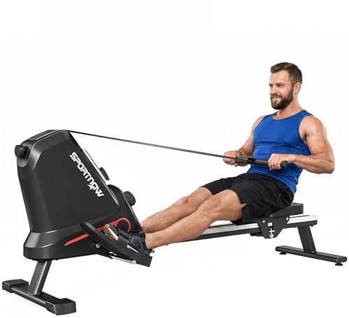 SPORTNOW Máquina de Remo Magnética para Casa 16 Niveles Resistencia LCD