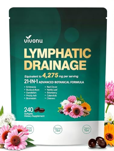 Complément alimentaire à base de plantes lymphatiques | Formule sans œufs, sans gluten, sans produits laitiers, Complément alimentaire quotidien, 240 comprimés