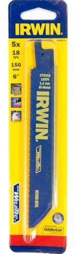 IRWIN Metal Cutting Bi-Metal Reciprocating Saw Blades 10504153, Pack of 5