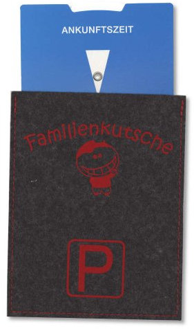 Parkscheibe mit Filzhülle Anthrazit grau Familienkutsche