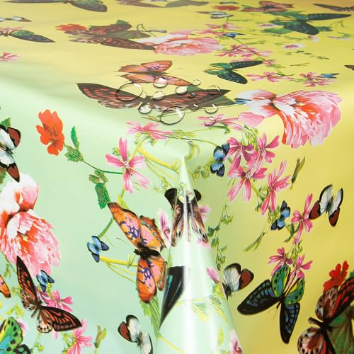 Wachstuch Wachstischdecke Tischdecke Gartentischdecke Schmetterlinge Bunt Rechteckig 90 x 130 cm abwaschbare Tischdecke