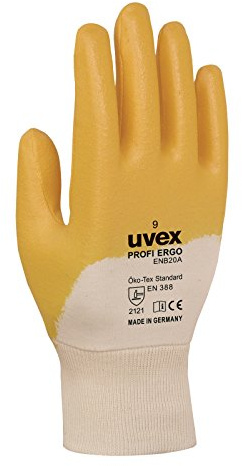 Uvex 60148 10 Profi Ergo ENB20 Safety Glove, Size: 10, White, Orange