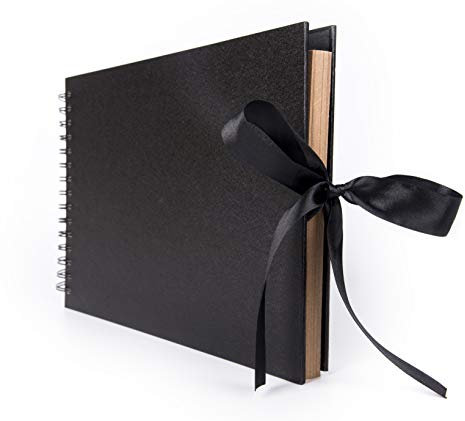 Smiling Art Fotoalbum 80 Seiten (40 Blatt) zum selbst gestalten/basteln, zum einkleben, DIY Scrapbook, Deckblatt aus Harter Pappe, beige Seiten, mit Zubehör Kit