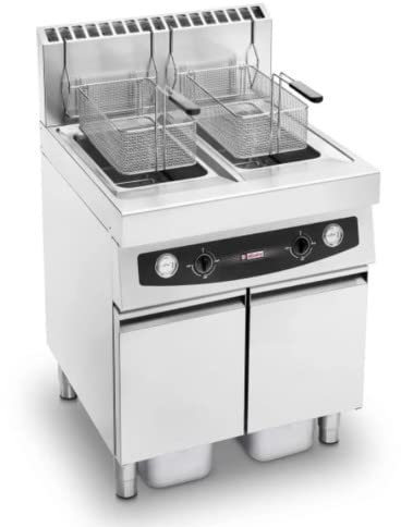 Friteuse à gaz professionnelle 2 réservoirs 17 + 17 cm 70x70x111 RS9625 litres