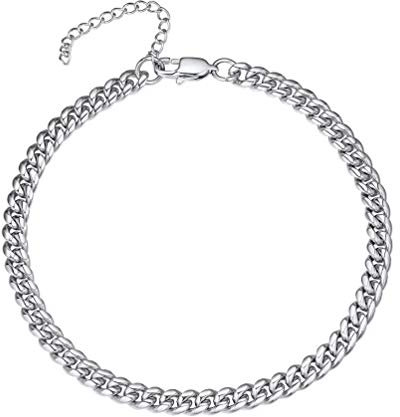 PROSTEEL Fußkette Edelstahl klassische Fußkettchen 6mm 22+5cm verstellbar massiv Panzerkette Fußband Unisex Sommer Schmuck Accessoire für Männer Frauen Jungen Mädchen