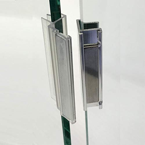 Clear Polycarbonate U-Channel with Magnet and Chrome Metal Strike Plate for 3/8 Glass Shower Doors