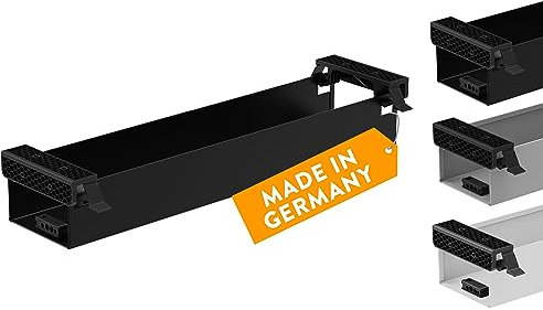 boho office® Kabelwanne – Schwarz 57 cm aus Metall - beidseitig klappbare Kabelwanne zur Installation unter der Tischplatte – Verstauen von sämtlichen Kabeln – Kabelkanal – Kabelbox – Kabelmanagement