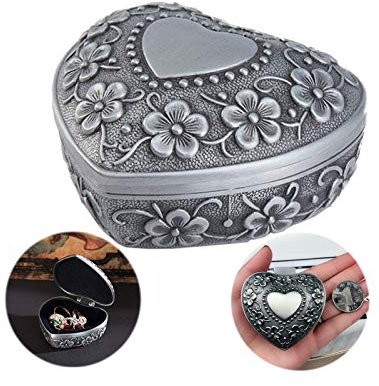 Ziyero Vintage Herzförmige Metall Schmuckschatulle Geschnitzt Metall Schmuckbgox Hochzeit Souvenir Geschenk Schmuckschatulle Herzförmiger Behälter Geeignet für Hausrenovierung,Hochzeiten,Geschenke usw