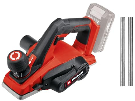 Einhell TE-PL 18/82 Li-Solo Power X-Change sladdlös hyvel (passdjup upp till 2 mm, utan batteri och laddare) & kwb 568302 82 mm, med 2 bladkanter, svarvknivar f. hyvelmaskin, 5,5 mm bred, 1,1 mm tjock