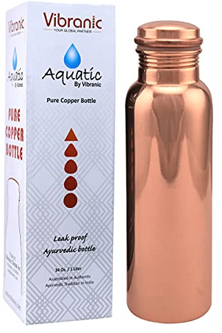 VIBRANIC Bouteille en cuivre Bouteille en cuivre ayurvédique sans Joint étanche à l'épreuve des fuites de 34 oz