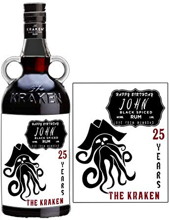 Personalised Kraken Rum Bottle Label Birthday Any Occasion BL122