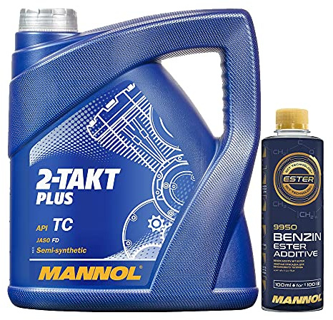 4l, MANNOL 7204 2-Takt Plus API TC + Benzin Ester Additive Motorsystemreiniger Zusatz 100ml