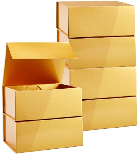Stockroom Plus Magnetische Geschenkboxen mit Deckel, 24,1 x 17,8 x 10,2 cm, für Geburtstag, Hochzeit, Trauzeugen und Brautjungfer, Antragsbox (Gold), 6 Stück