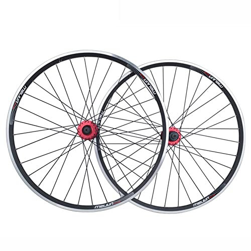 QHYRZE Fahrrad Laufrad Set 26 Zoll Mountain Bike Vorne Hinterrad Für 7/8/9/10 Fach Kassette Schraubkranz Schnellspanner V-Brakes/Felgenbremse Und Scheibenbremse 2267G (Color : 26inch Black Red)
