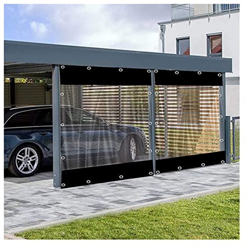 BDSHL Outdoor-Planen-Vorhang Pergola-Seitenteile 0,5 mm PVC-transparente Canvas-Plane mit Ösen, 60 Größen (Color : Black, Size : 1.9x2.5m/6.2x8.2ft)