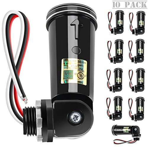 10 Pack Photo Cell Outdoor Light Sensor, Dusk to Dawn Sensor, Photocell Sensor, Photoelectric Switch, UL Listed, IP65 Waterproof, 110V, 120V, 220V, 240V Input