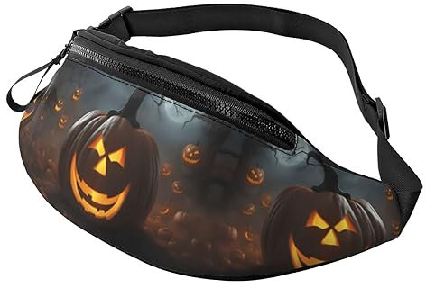 Hüfttaschen für Damen und Herren, modischer Sling Pack mit verstellbarem Gürtel für Reisen, Sport, Laufen. Happy Carrot nahtloser Musterdruck, Halloween-Kürbis, Einheitsgröße