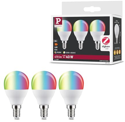 Paulmann 29154 Standard 230V Smart Home Zigbee LED Tropfen E14 3x470lm 3x5W RGBW+ dimmbar Matt Set