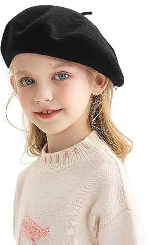 Kids Girl French Beret Hat Wool Beret Fancy Dress Accessory French Classical Style Cap Solid Color French Beanie Cap Newsboy Baker Hat French Artist Beret Hat Vintage Winter Autumn Warm Beret Hat