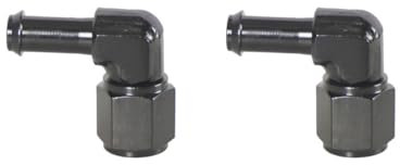2 Set Aluminium 6AN AN6 Buchse Swivel Barb Fitting 90 Grad Adapter AN6 auf 8 mm, schwarz