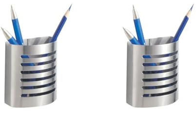 iDesign Stiftehalter, kleiner Schreibtisch Organizer aus Edelstahl, magnetischer Becher für Stifte und andere Utensilien, mattsilberfarben (85170) (Packung mit 2)