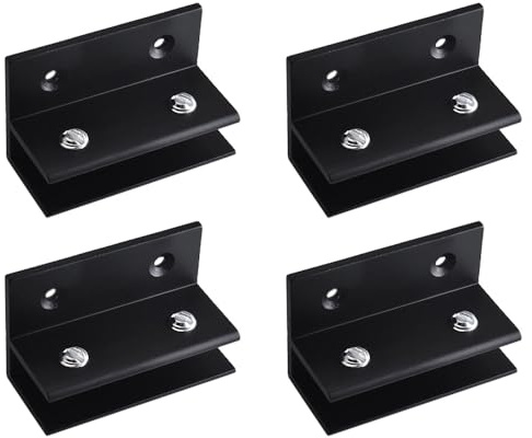 4 Stück Glasregal Halterung - Glasklemmen Legierung Glashalter Glas Regal, Einstellbare Klemme für 10-12mm Dicke Glasplatten, Schwarz