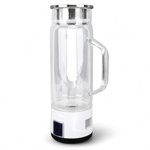 Botella de Agua de Hidrógeno, 1000 Ml, 1000 a 1500 Ppb, Generador de Agua Rica en Hidrógeno de Vidrio de Borosilicato con Mango para el Hogar, Fitness, Oficina