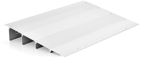 GOPLUS Türschwellenrampe, verstellbare Rollstuhlrampe rutschfest aus Aluminium, Rampe für Türschwellen bis 317kg Belastbar, Schwellenampe tragbar für Rollstuhl Kinderwagen(10,5cm Höhe)
