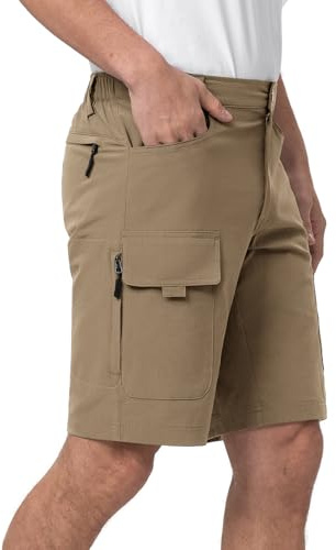 Moosehill Korta byxor herr, vandringsbyxor, cargoshorts, vattenavvisande med 6 fickor, lätta ventilerande MTB-byxor, cykelbyxor, män, korta bermudavandring, utomhusbyxor, sommar, kaki, 3XL
