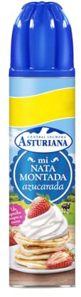 Nata Montada en Spray Central Lechera Asturiana (250g) Tradicional, Sin Lactosa y Ligera - Productos Refrigerados - (3 BOTES SPRAY, Nata Montada Azucarada 250g)