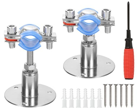 sourcing map 2pcs Pipe Support, Stainless Steel Wall Mount Ceiling Mount Pipe Support Bracket, Adjustable Height 30-50mm for OD Pipe 15-19mm