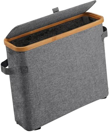 DimyFew Toilettenpapier-Aufbewahrung aus Bambus, Toilettenpapier-Ständer groß mit Bambusdeckel für die Toilette, Grau