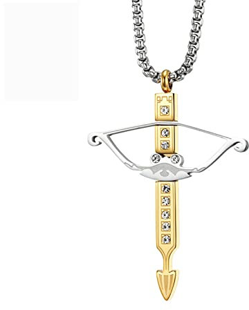 Herren-Halskette, Halskette mit Pfeil- und Bogen-Anhänger, Vintage-Gothic-Halskette mit Pfeil und Bogen, 18 Karat vergoldet, Gold, 50