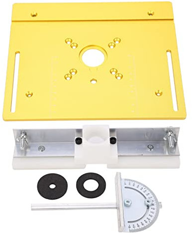 JDQTPOET Router Lift Metal Router Lift System Kit, Router Lift System Full Installation Set,Aluminum Woodworking Insert Base Plate,Router Table Insert Plate for Router Table Saw (Black)(Gold)