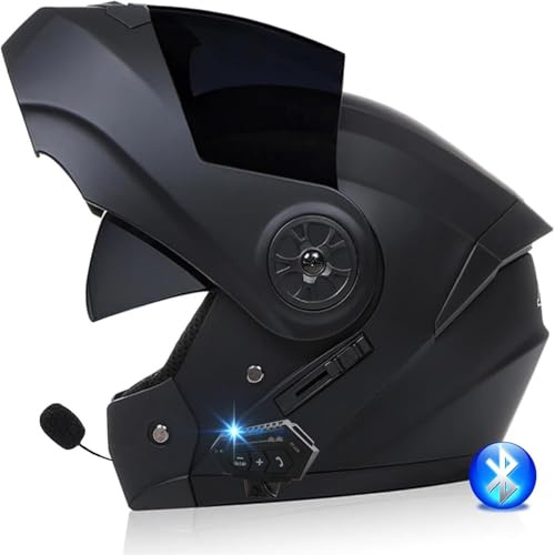 Casque De Moto Bluetooth, Homologué ECE Casque Modulaire À Bascule for Femmes Et Hommes avec Double Visière, Microphone Haut-Parleur Et Suppression du Bruit