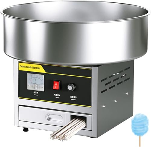 GYLSLW 1200W Cotton Candy Machine, Electric Commercial Cotton Candy Machine, Countertop Cotton Candy Machine, Sugar Scoop and Drawer, Commercial Candy Floss Maker, Uses Sugar or Hard Cand