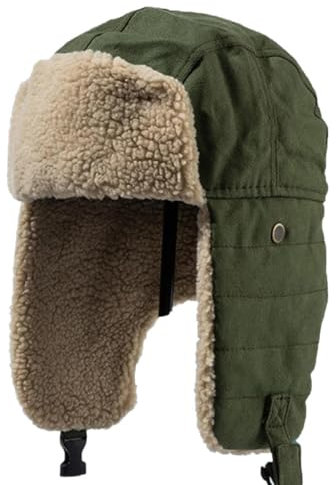 YUECIBAI Fliegermützen Männer Frauen Hut Dick Warm Hut Männlich Weiblich Schnee Ski Ohrlappen Trapper Kappe Unisex Warme Bomber Hut Männer 56-58Cm Grün