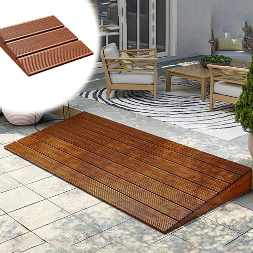 YCBTPS Holz Türschwellenrampe 8-20cm Hoch, Tragbare Stufenrampe, Schwellenrampe Rutschfester, Leichte Auffahrrampe, Übergangs Rampe Für Rollstuhl, Haustür, Garage(30 * 30 * 8cm/12 * 12 * 3.1in)