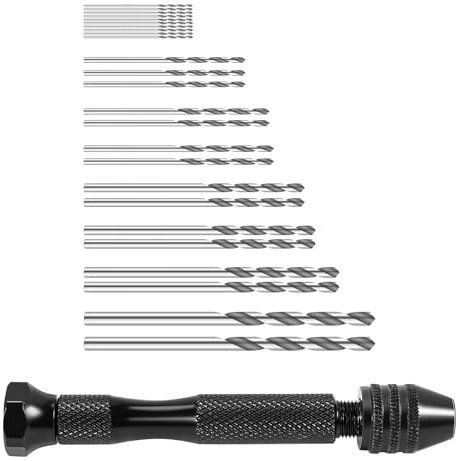 Orolotay Hand Spiralbohrer Set, DIY Praezision Pin Vise Modell Mini Hand Spiralbohrer mit 25pcs 0,3 mm bis 3,0 mm Micro-Bohrer (schwarz)