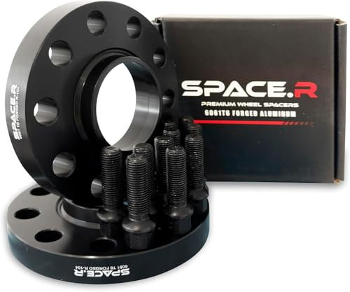 SPACE.R 1 Pair of 12mm Hubcentric Wheel Spacers Compatible with Mercedes C Class W205 | E Class W212 W213 | C63 AMG | Includes M14x1.5 Extended Black Radius Bolts | 5x112 | 66.6 Centre Bore